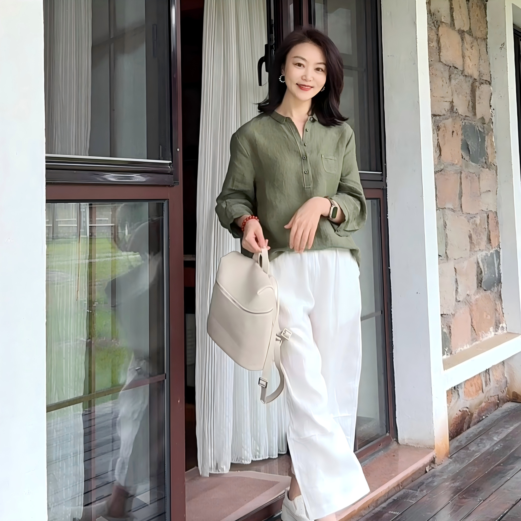 SEPT CHIC W禅意风亚麻+汉麻透气休闲简约衬衫S91259CYFAG
