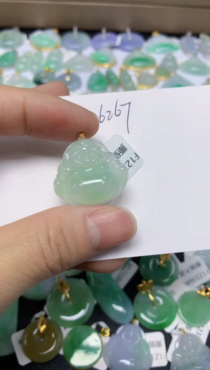 【闪购商品】翡翠挂件18K金镶嵌 天然翡翠A货