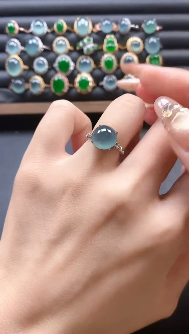 银S925镶嵌戒指翡翠54151