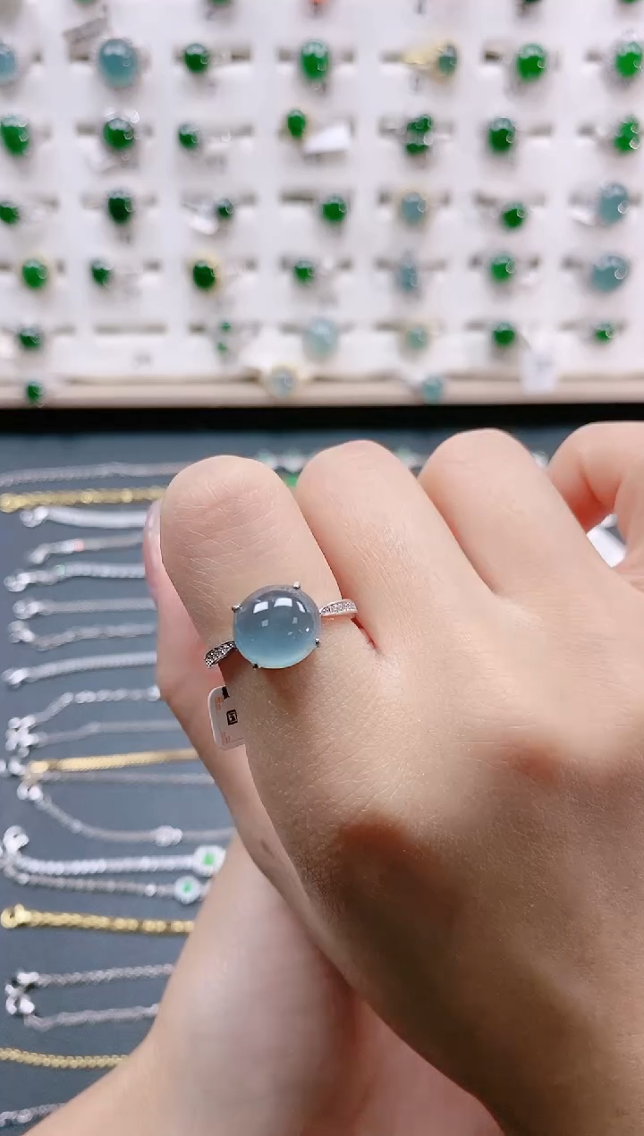 【闪购商品】翡翠戒指银S925镶嵌天然翡翠