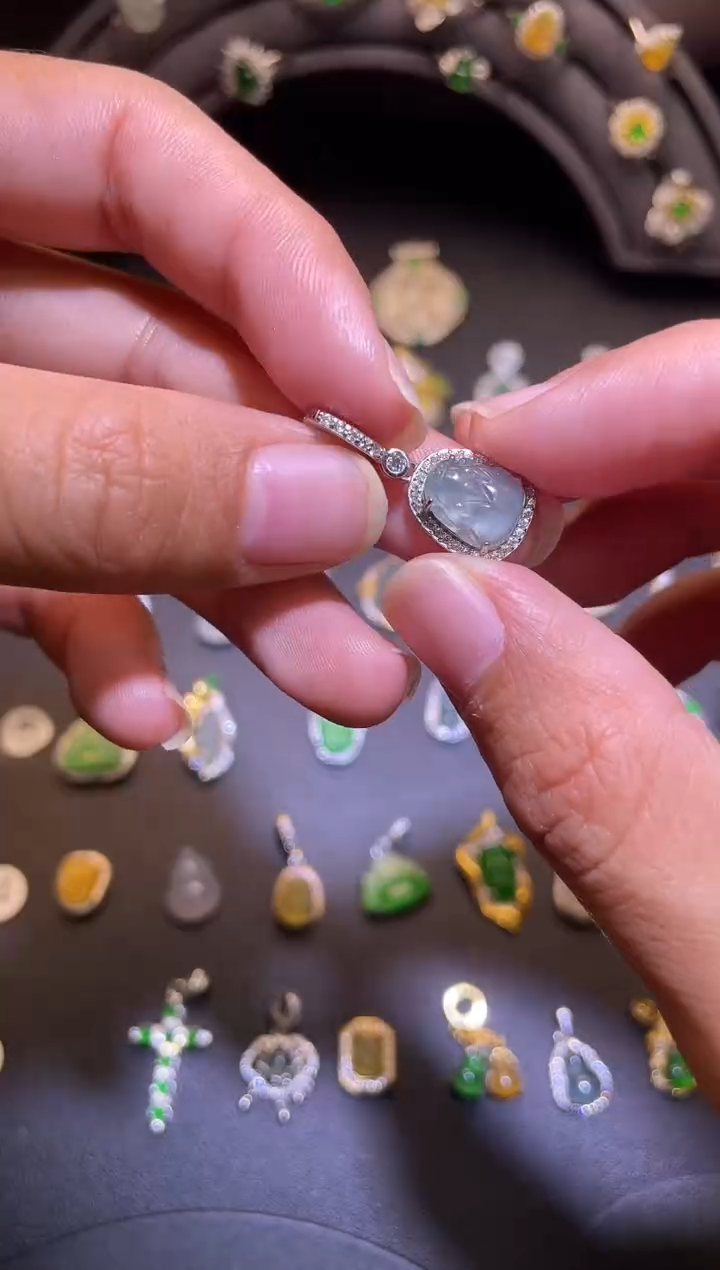 吊坠(不含链)银S925镶嵌翡翠1