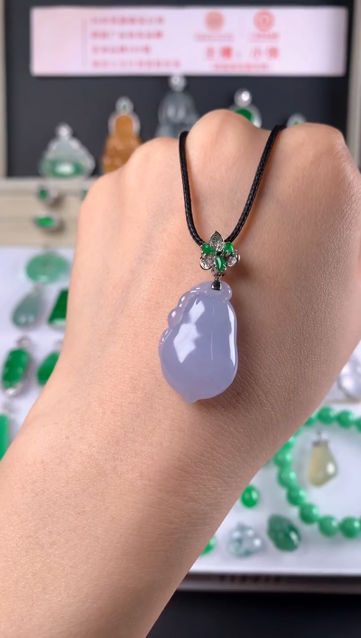 吊坠(不含链)18K金镶嵌翡翠吊坠