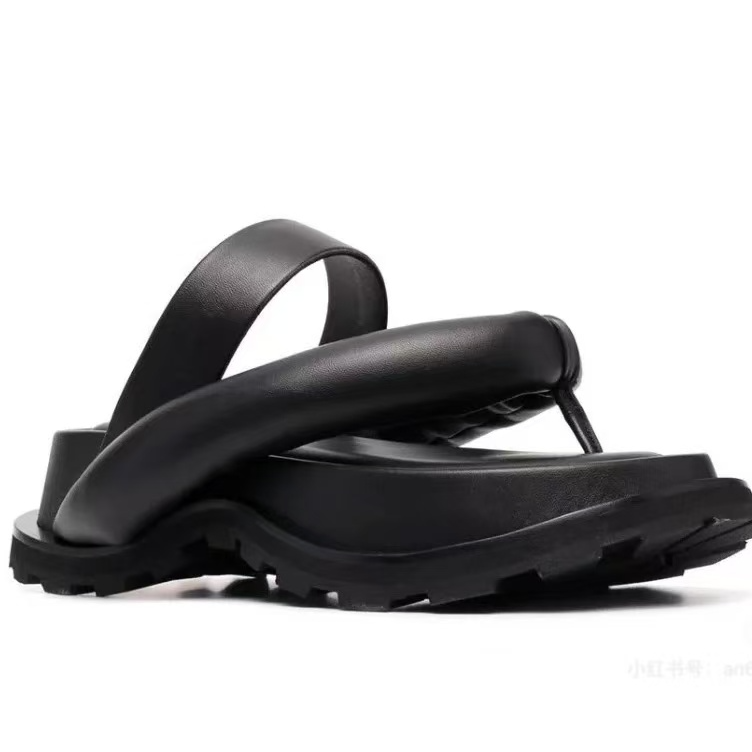 【XSY】牛皮双带子夏季防脱落厚底人字拖鞋