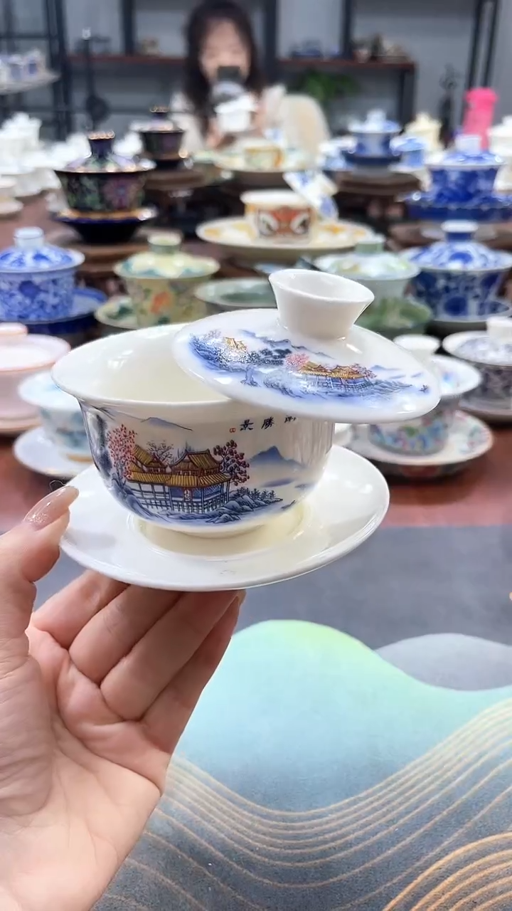 【闪购商品】小号元宝江南悬停盖碗