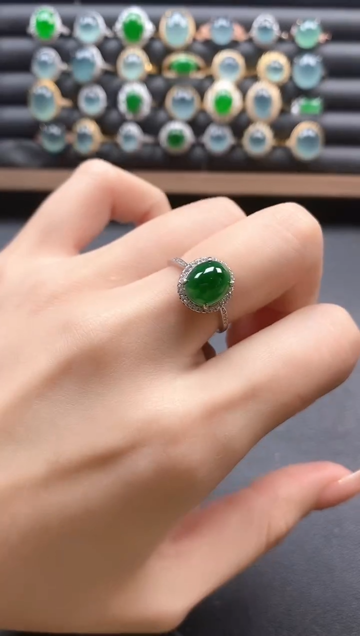 银S925镶嵌戒指翡翠544511
