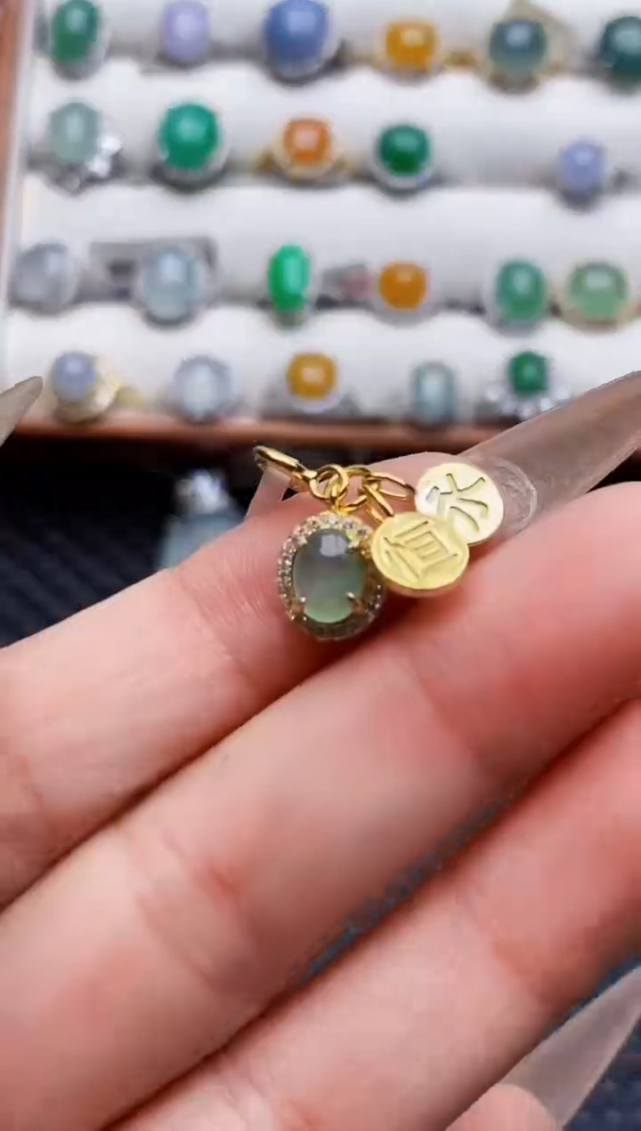 银S925镶嵌戒指翡翠5966