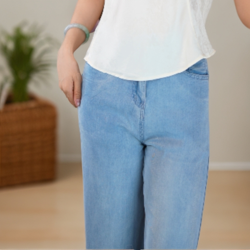 新中式国风休闲百搭高腰显瘦直筒牛仔裤2025B5010-一一