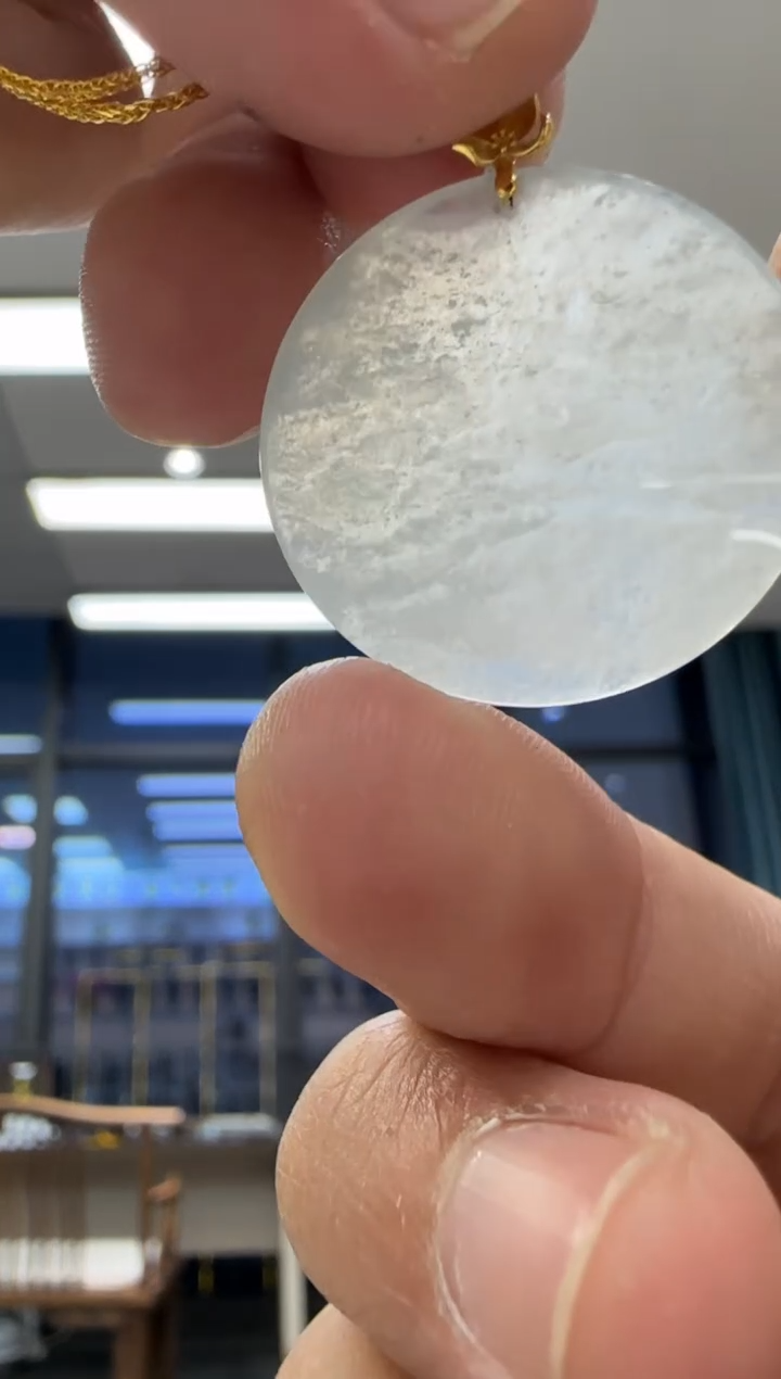 颈饰18K金镶嵌翡翠天然翡翠A货孤品一件