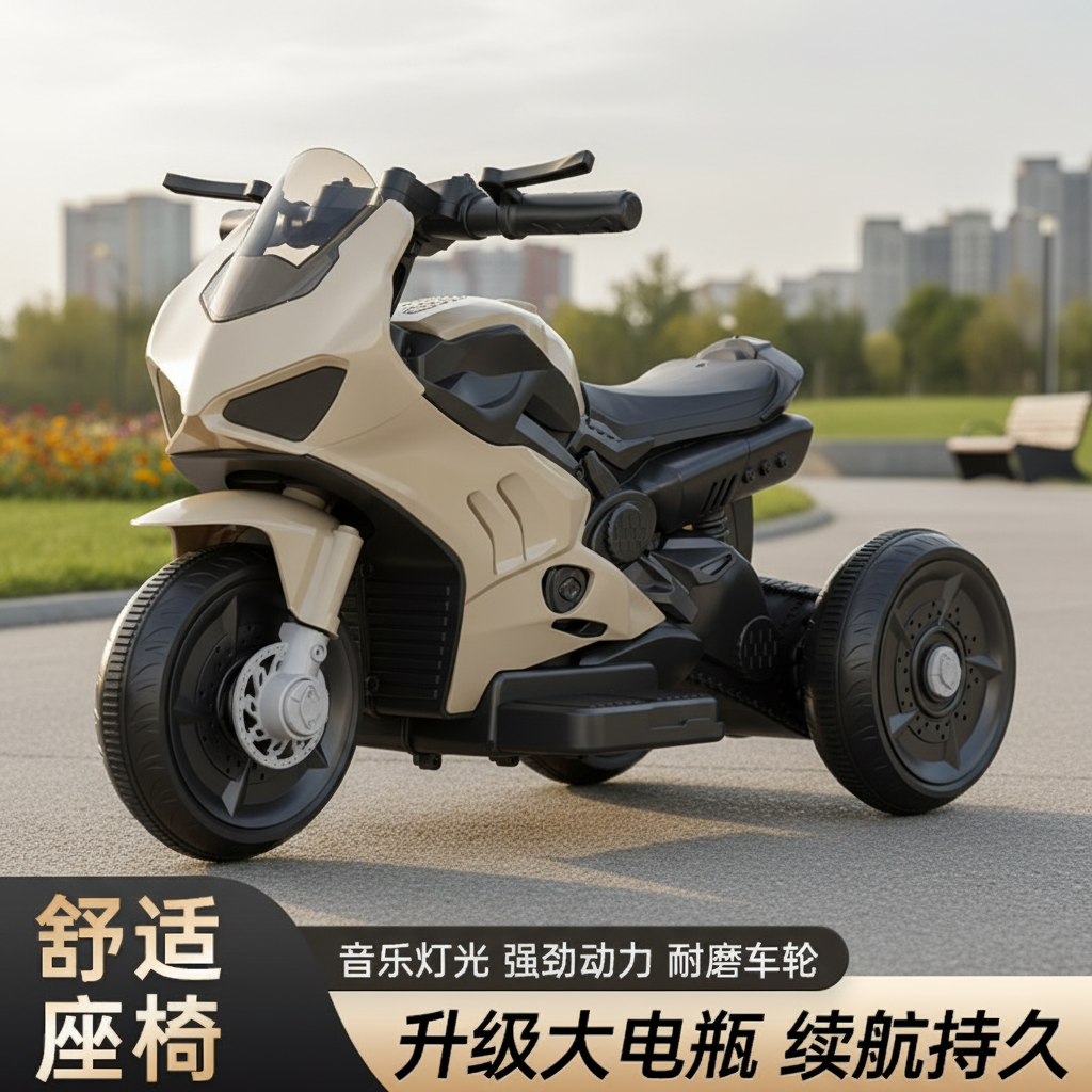 1-4岁儿童电动摩托车三轮玩具电动车防滑可坐人男女小孩童车