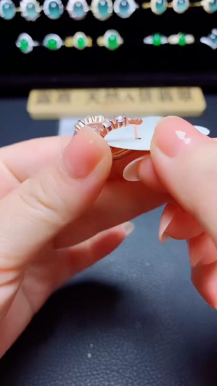 翡翠戒指银S925镶嵌天然翡翠A货s925银镶