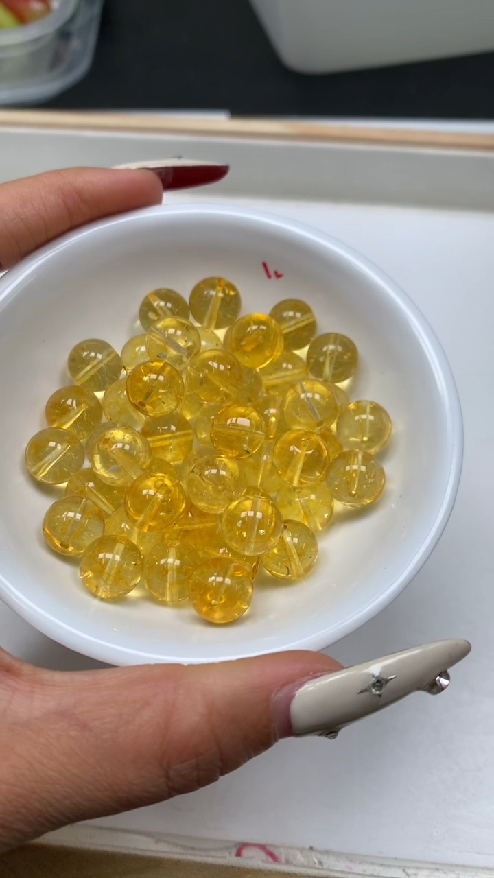 未镶嵌珠宝半成品水晶E505 黄水晶10mm10个8.8元