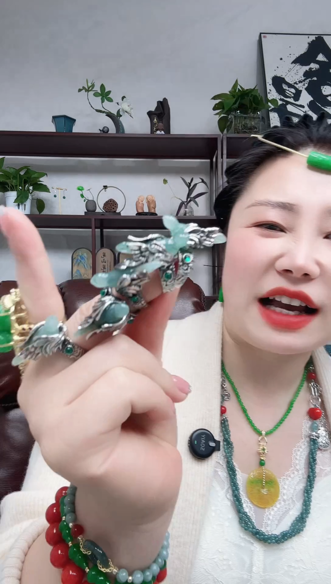 银S925镶嵌戒指翡翠337编号喜上眉梢戒指