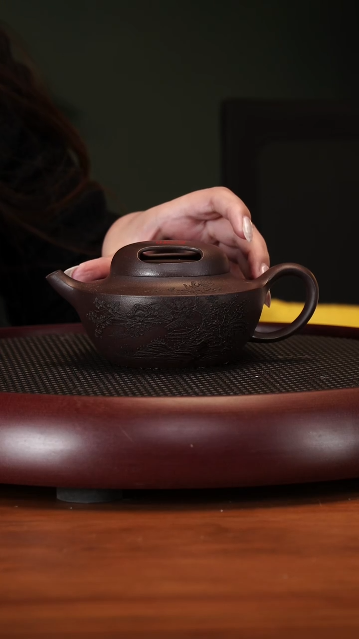 【闪购商品】紫砂茶壶2162SDH牛盖汉扁老紫泥300cc