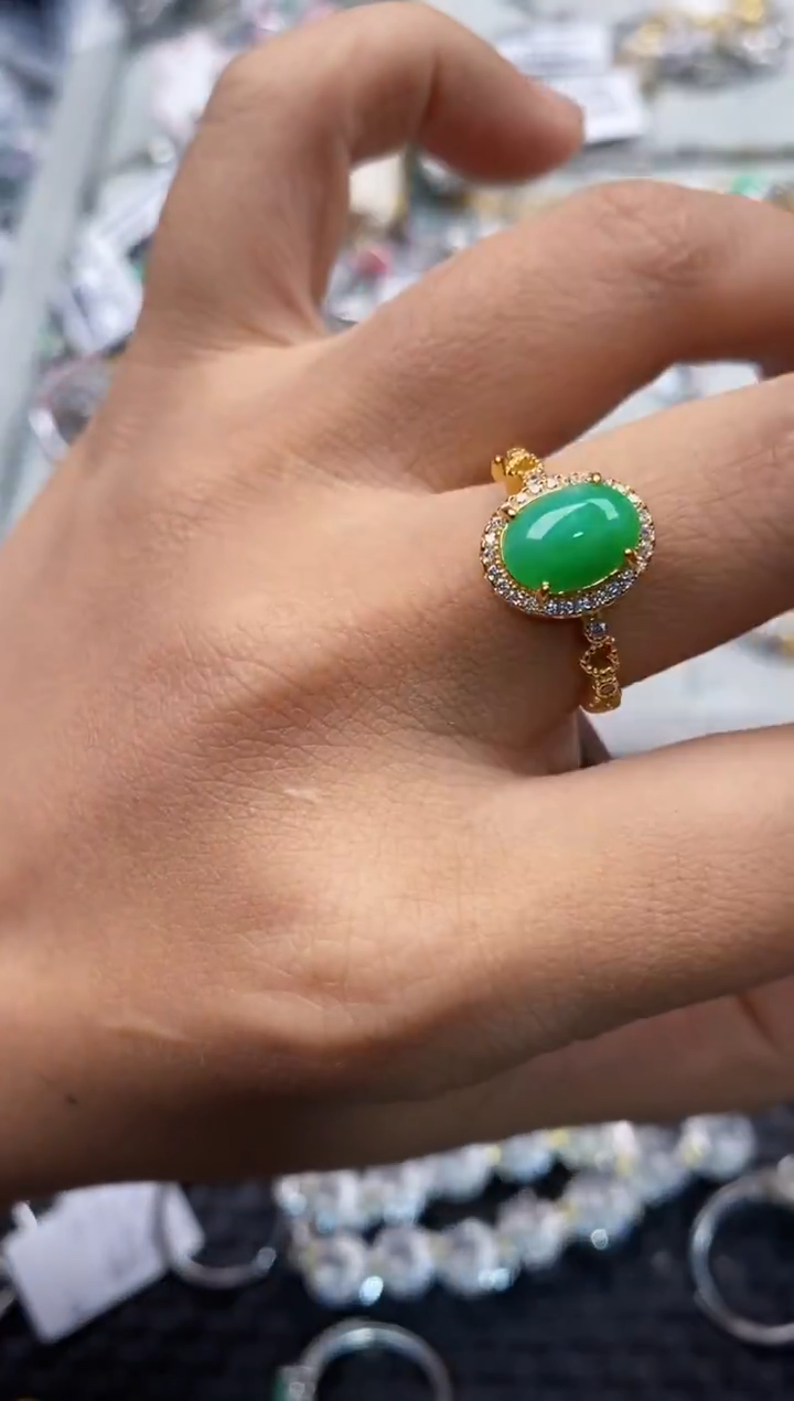 银S925镶嵌戒指翡翠666     7