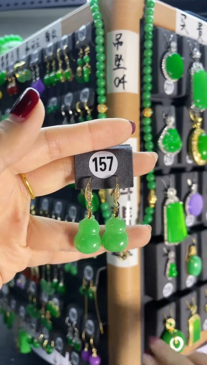 【闪购商品】翡翠耳饰银S925镶嵌157..