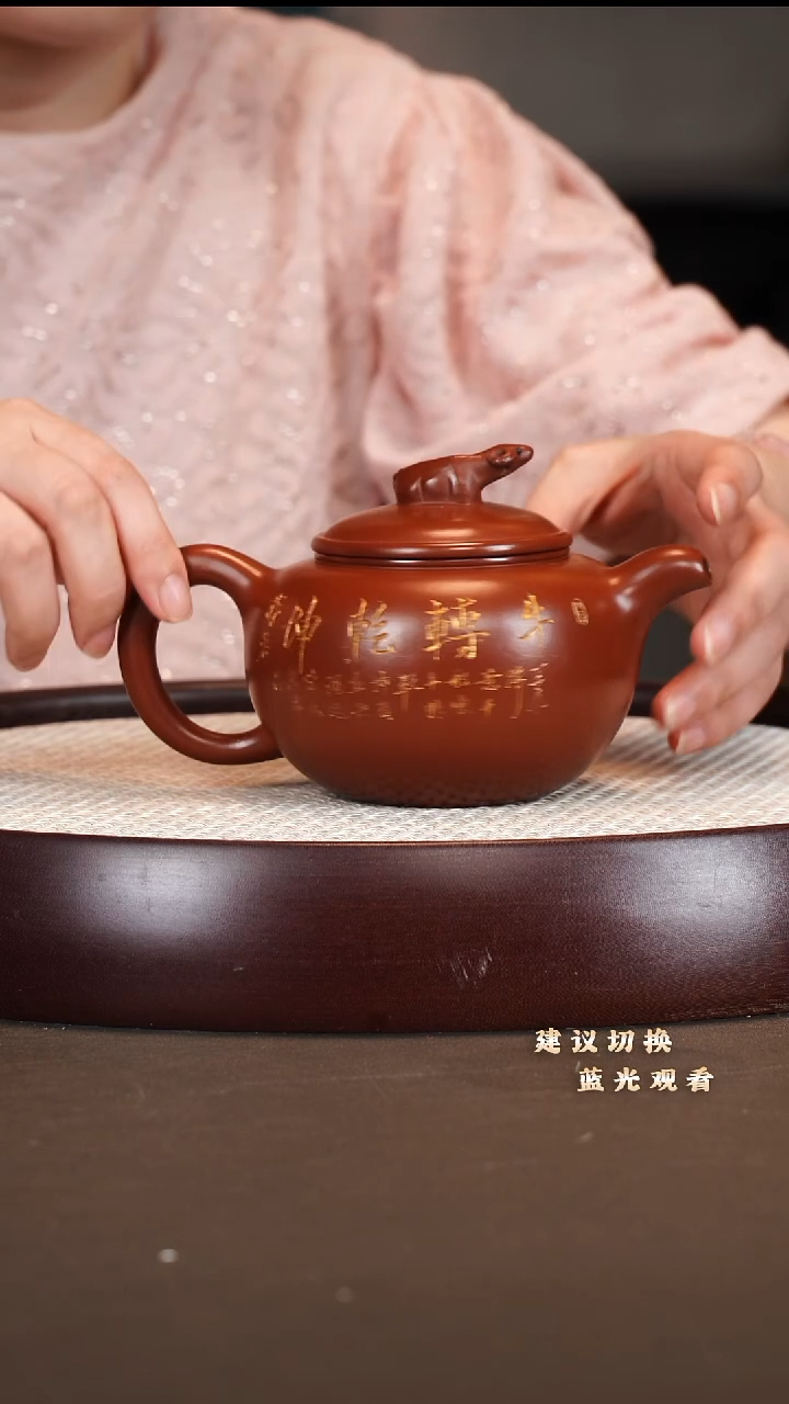 茶壶紫砂蒋德仙 水牛壶大 龙山朱砂 350cc