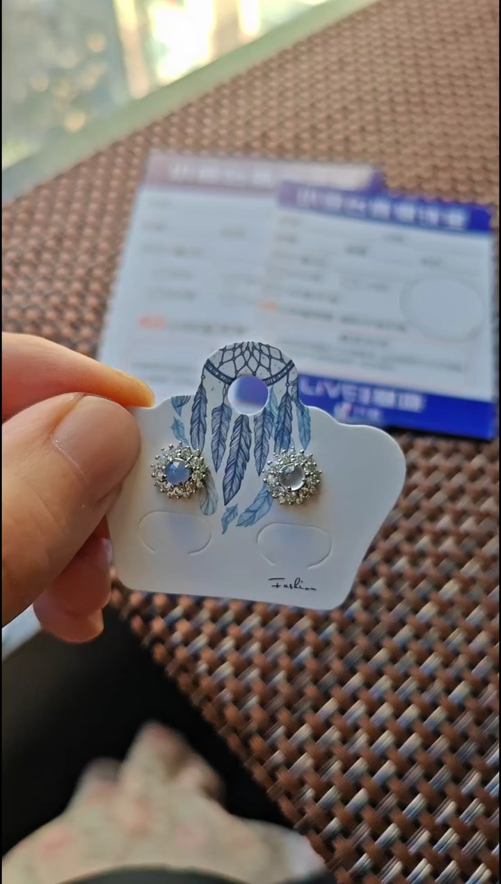 【闪购商品】翡翠耳饰银S925镶嵌翡翠耳饰S925银镶嵌