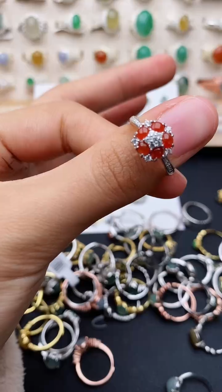 【闪购商品】翡翠戒指银S925镶嵌缅甸翡翠
