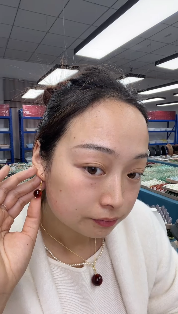 血珀颈饰未镶嵌血珀11+耳钩