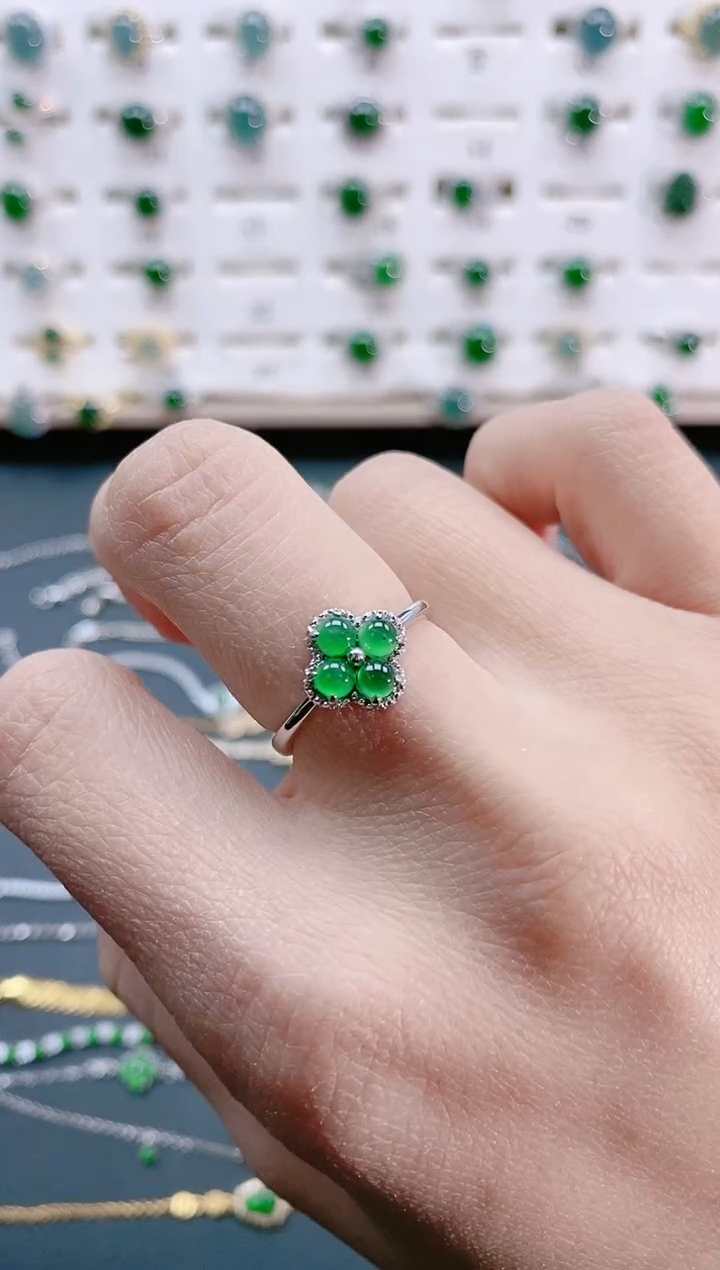 【闪购商品】翡翠戒指银S925镶嵌天然翡翠