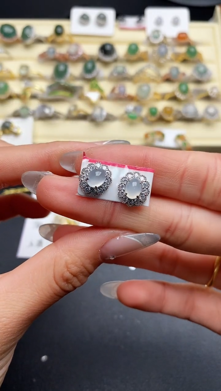 【闪购商品】翡翠戒指银S925镶嵌777777777+8