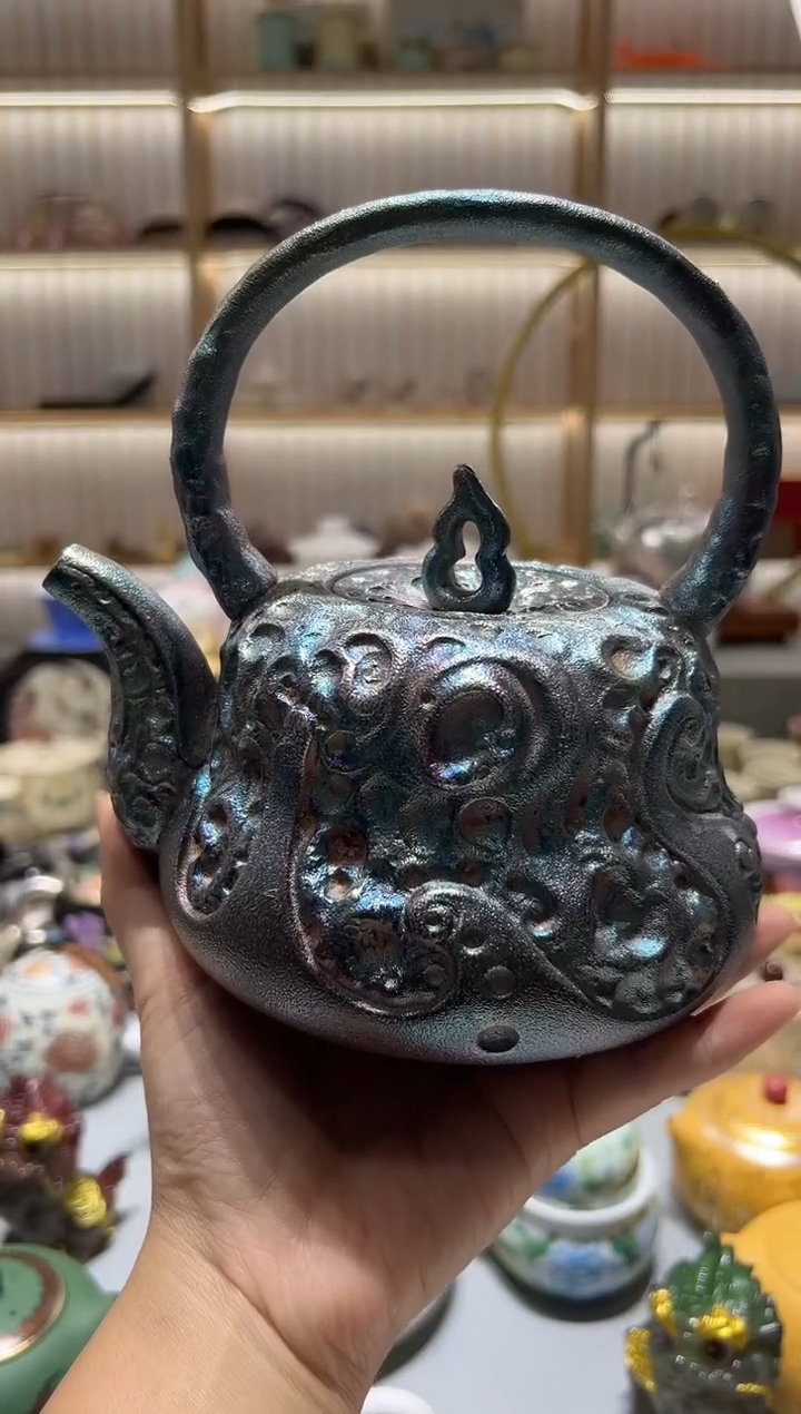 纯手工制作鎏银提梁壶 可上电陶炉