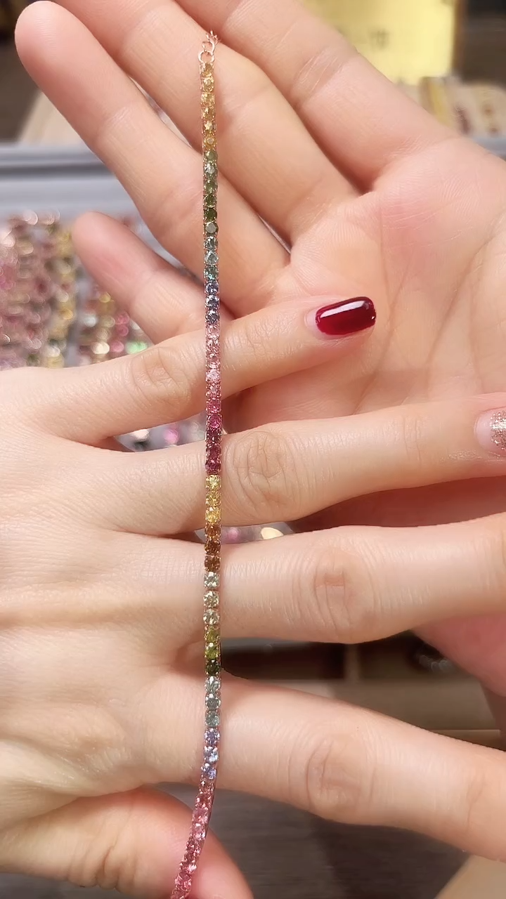 【闪购商品】碧玺手链银S925镶嵌09天然宝石