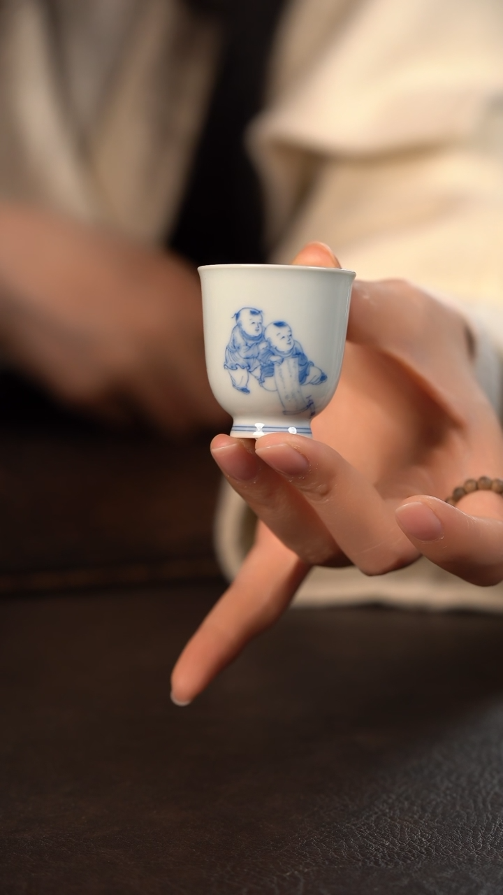 【闪购商品】杯聚澜堂童子赏画小闻香杯