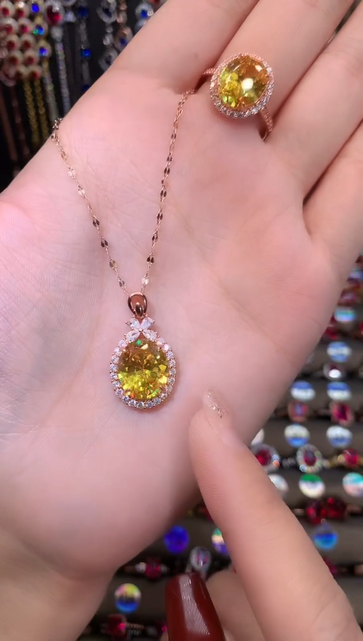 【闪购商品】水晶吊坠(赠链)银S925镶嵌玫瑰金