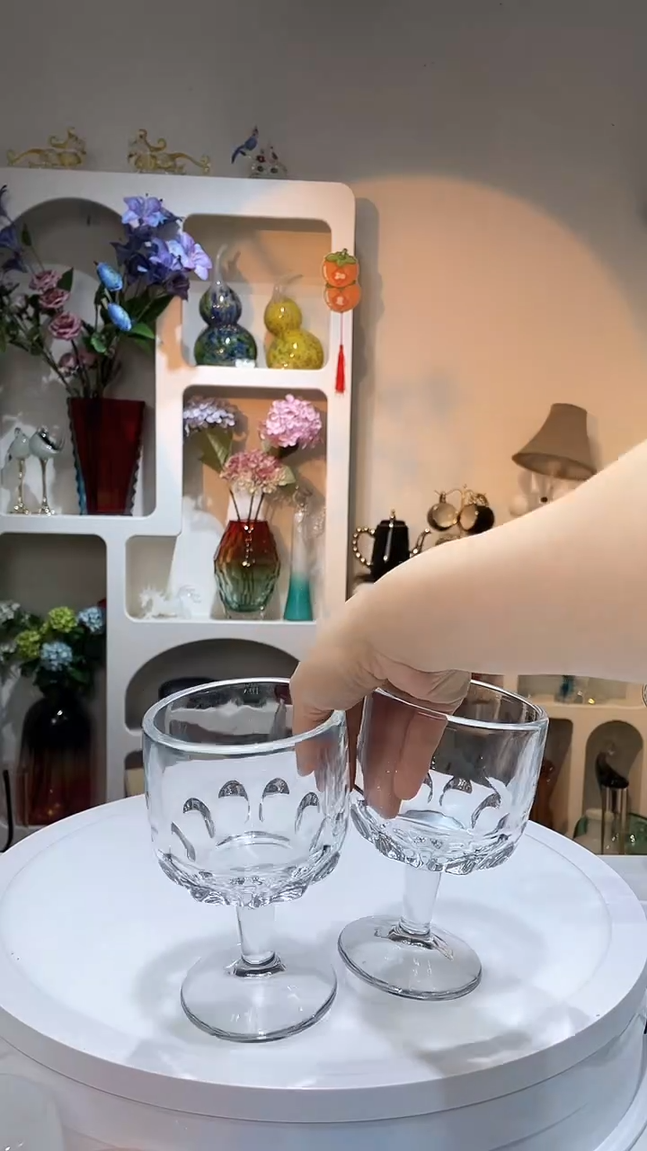 【闪购商品】水晶玻璃2只厚壁矮脚杯