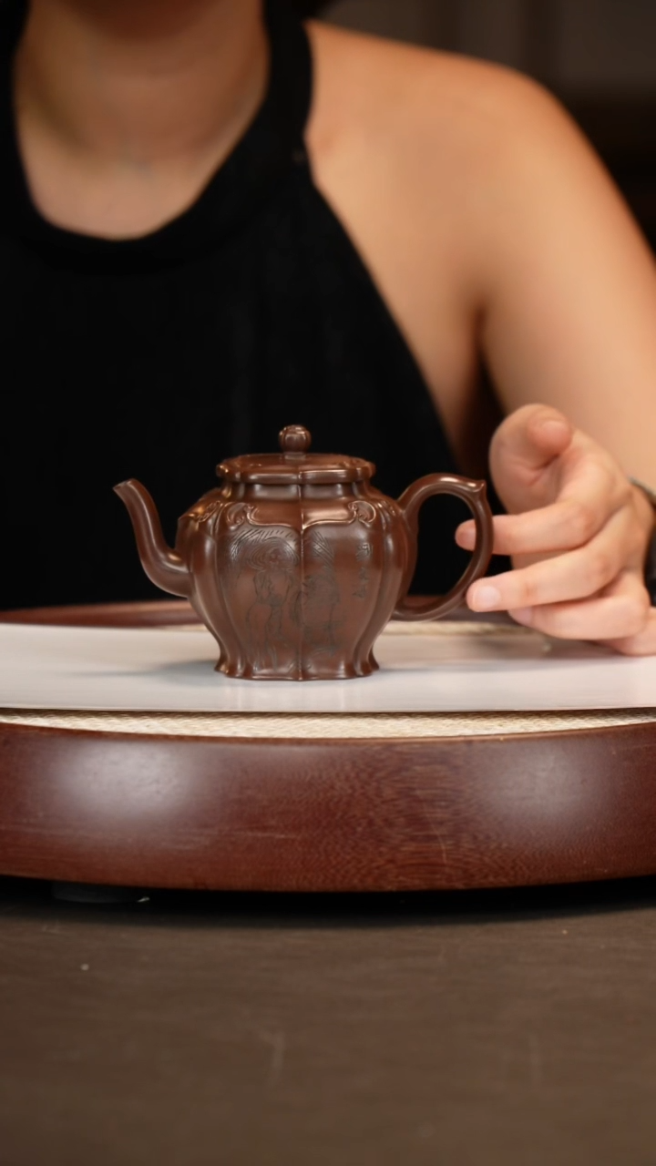 茶壶紫砂【鲍静贞】如意宫灯祥陶紫泥240cc+紫玉金砂杯