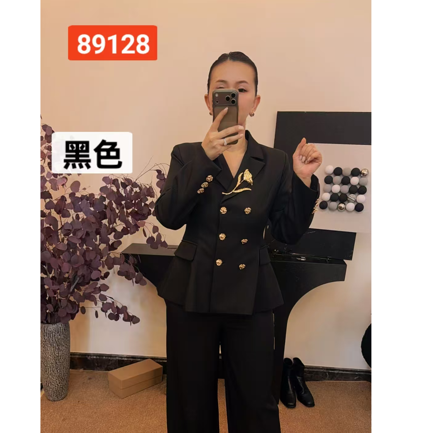 【新疆包邮】MD3-89128修身型通勤女轻职风西装小香风春秋双排扣