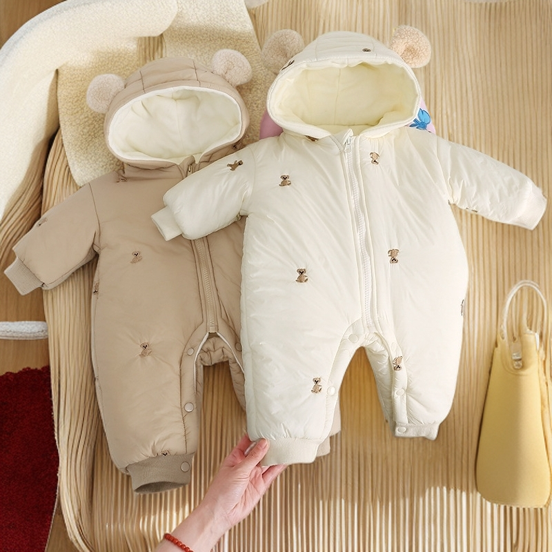 0-1岁婴儿衣服加绒加厚爬服新生儿连体衣棉服男女宝宝冬季衣服