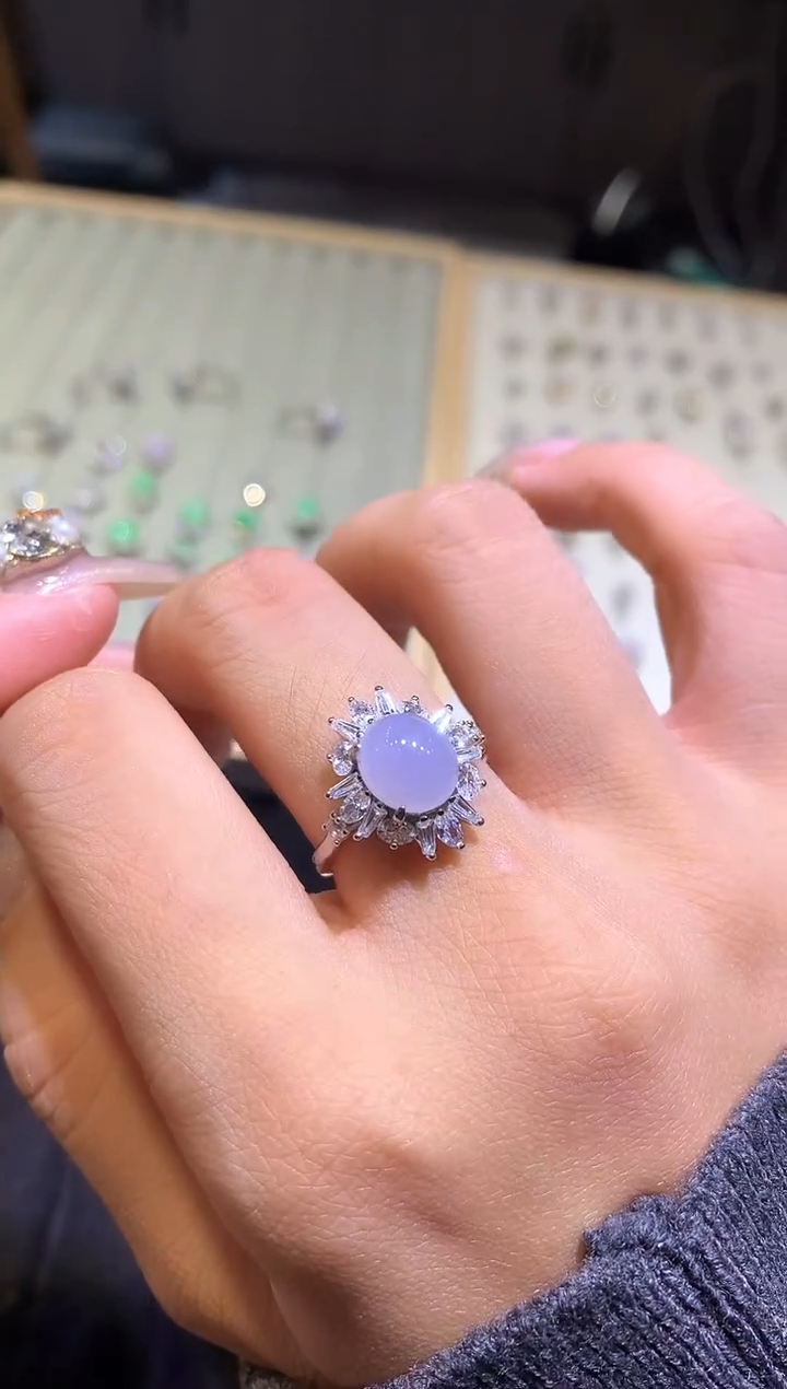 【闪购商品】翡翠吊坠(不含链)银S925镶嵌戒指