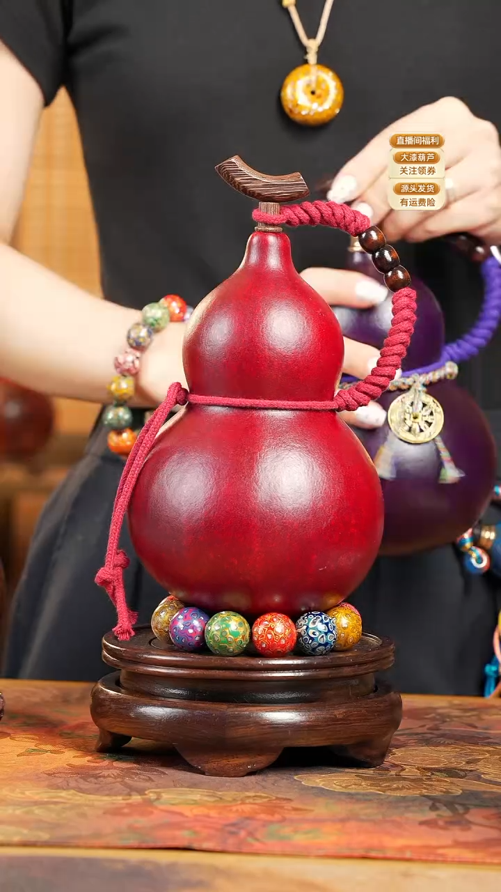 WX107大漆酒葫芦不包手串及旋转底座