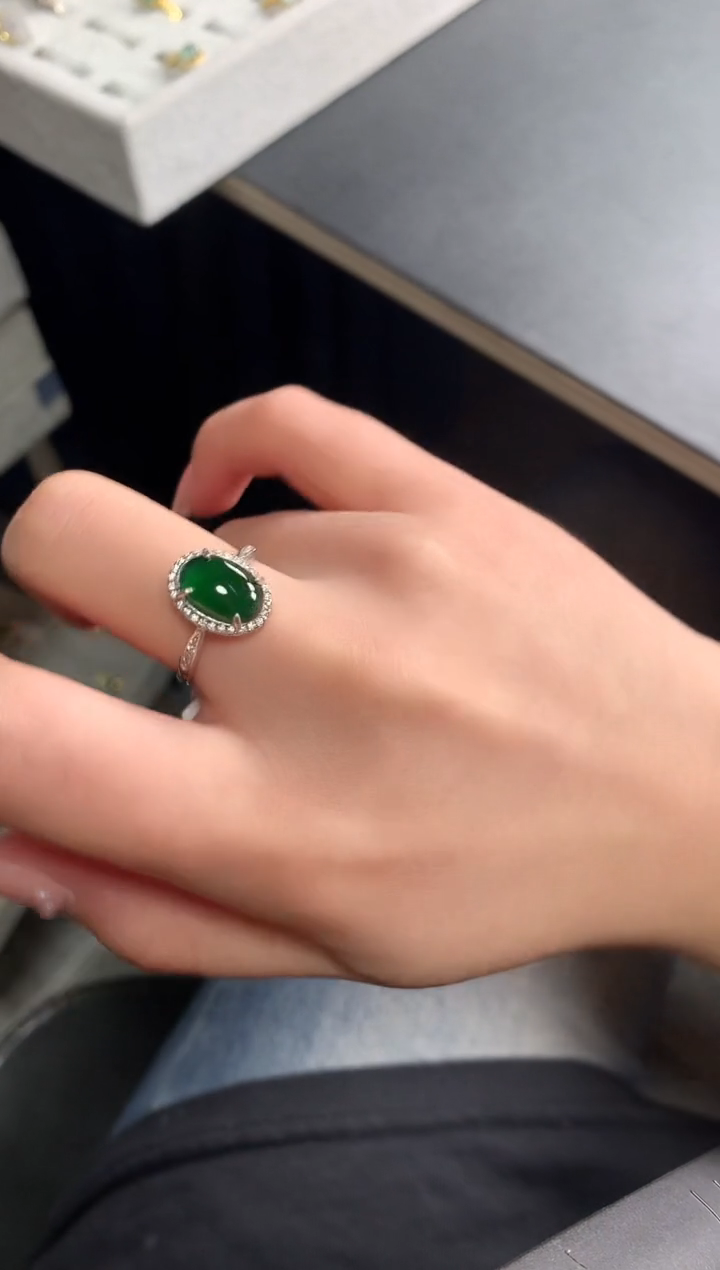 【闪购商品】翡翠戒指银S925镶嵌521412