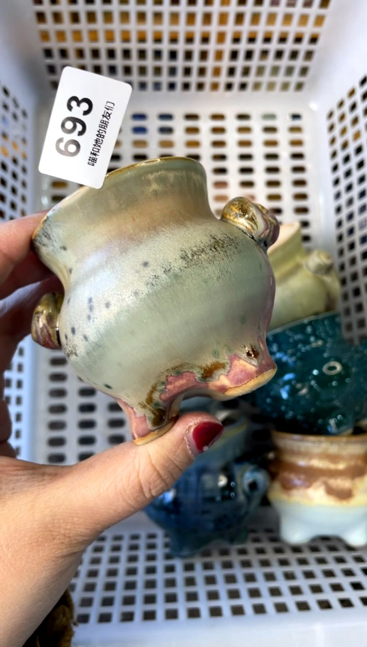 【闪购商品】陶693 内口5【喵喵团圆多肉盆】