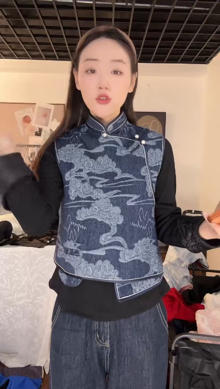 蓝色牛仔马甲XL  