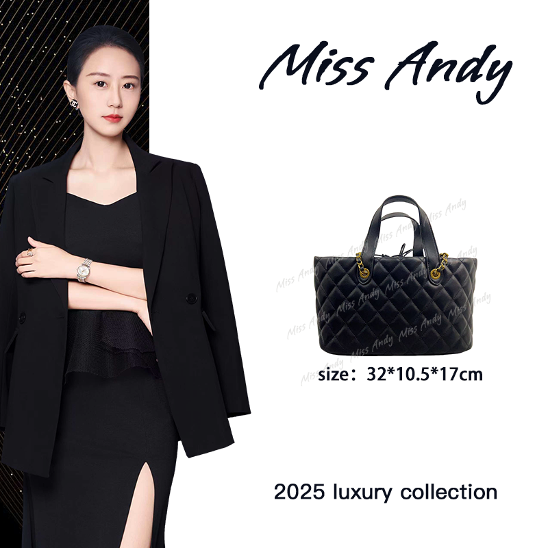 【Andy甄选】QYX-81705-黑色秋冬新款32cm小众设计托特包
