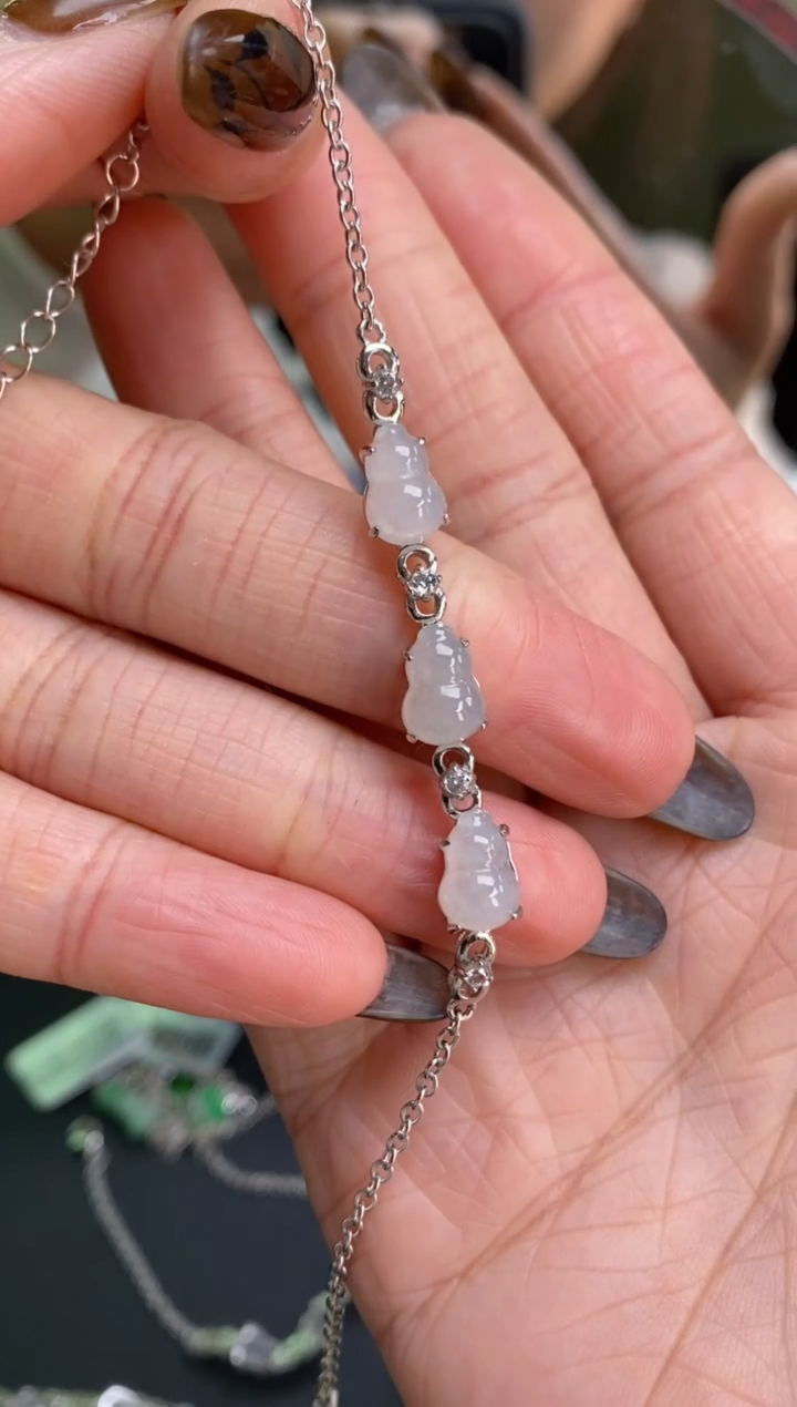 颈饰银S925镶嵌翡翠净货18042