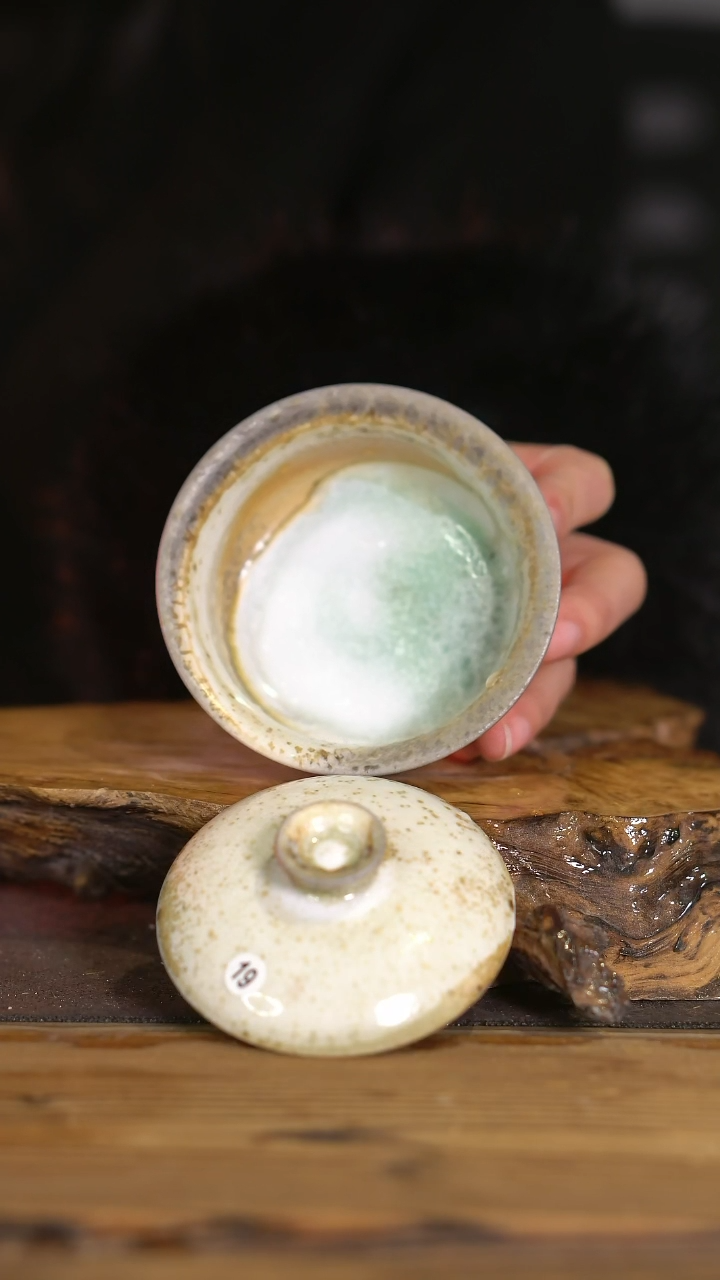 景德镇纯柴烧 中白泥盖碗 19（精品）