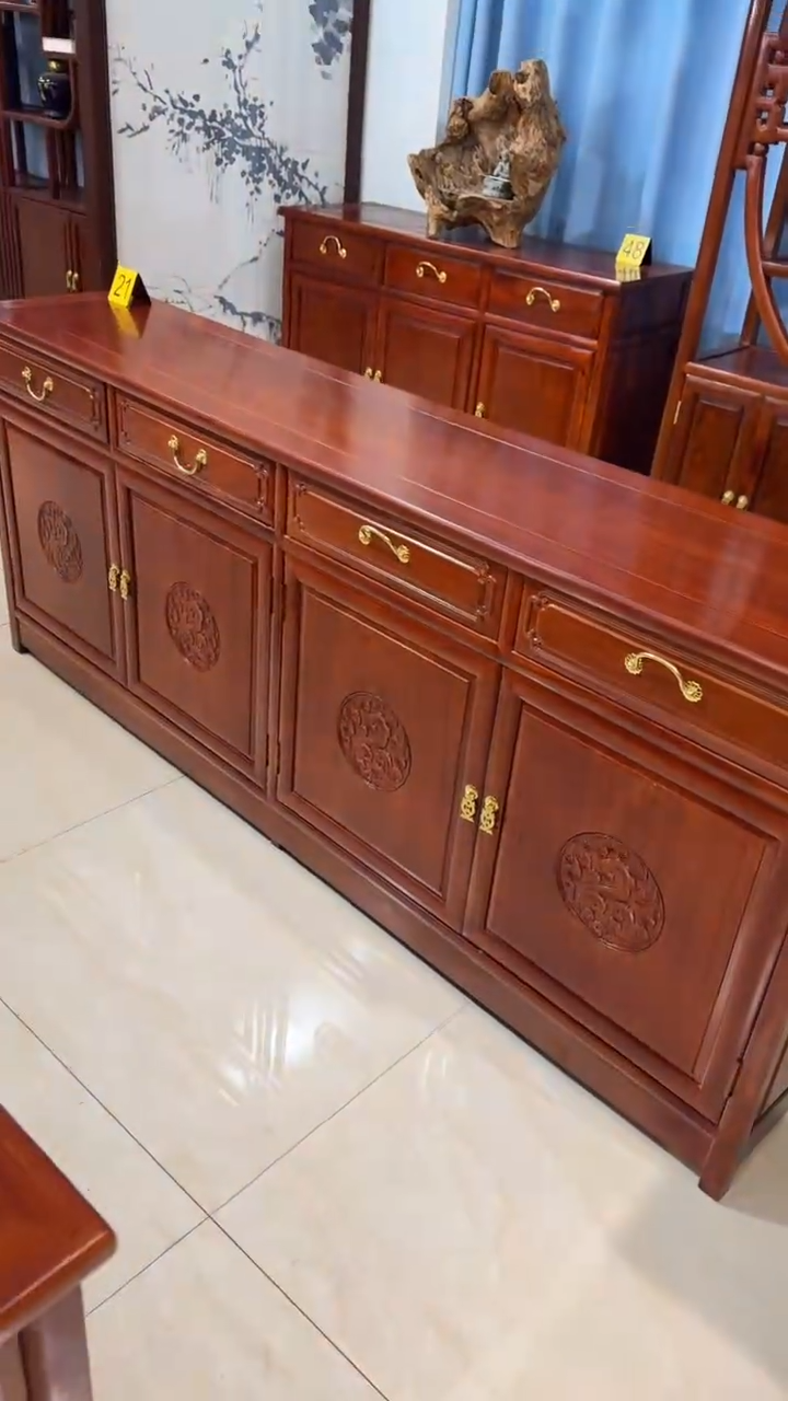 黑酸枝木类柜类家具凌*刺猬餐边柜198*40*80四门四抽