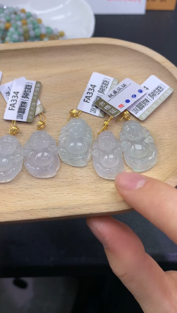 【闪购商品】翡翠吊坠(赠链)18K金镶嵌FA334多样性发其一赠皮绳
