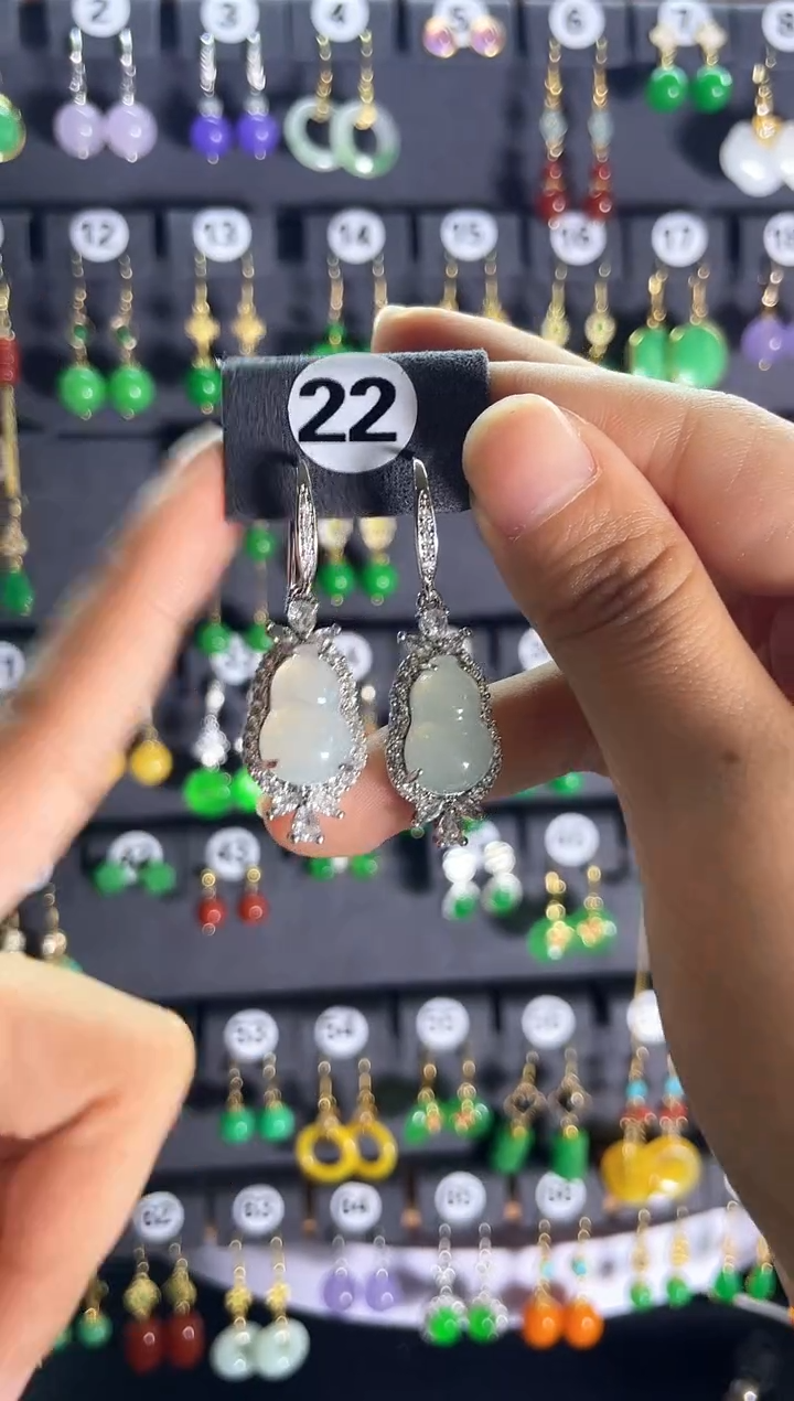 【闪购商品】翡翠耳饰银S925镶嵌22