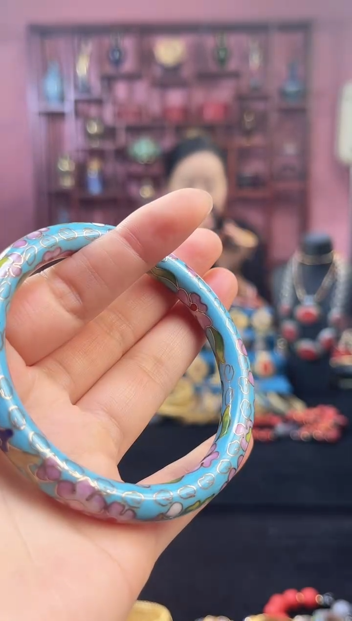 非遗 景泰蓝公主镯 55-60/细版 天蓝