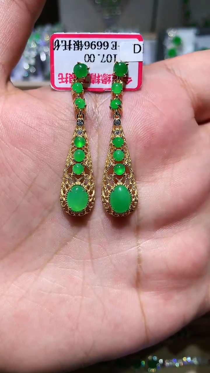 【闪购商品】翡翠耳饰银S925镶嵌耳坠