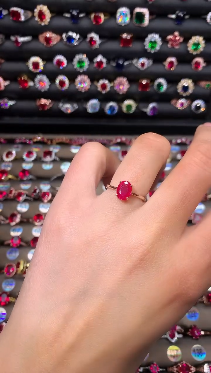 【闪购商品】红宝石戒指银S925镶嵌68玫瑰金