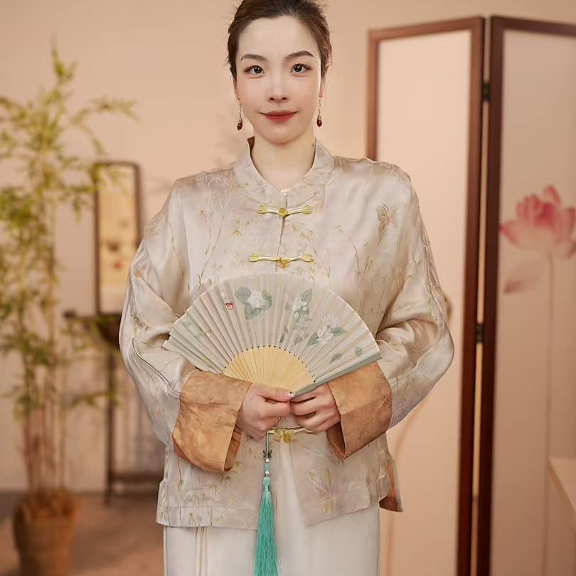 丝年.竹影蝶梦|新中式国风时尚百搭高端暗纹提花上衣外套-6125