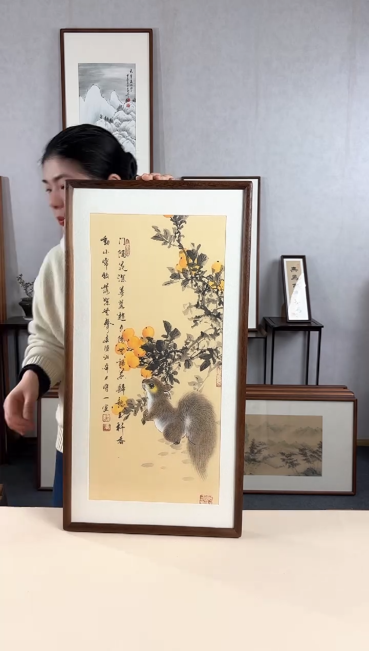 【闪购商品】国画手绘*金玉满堂*35*68cm实木框