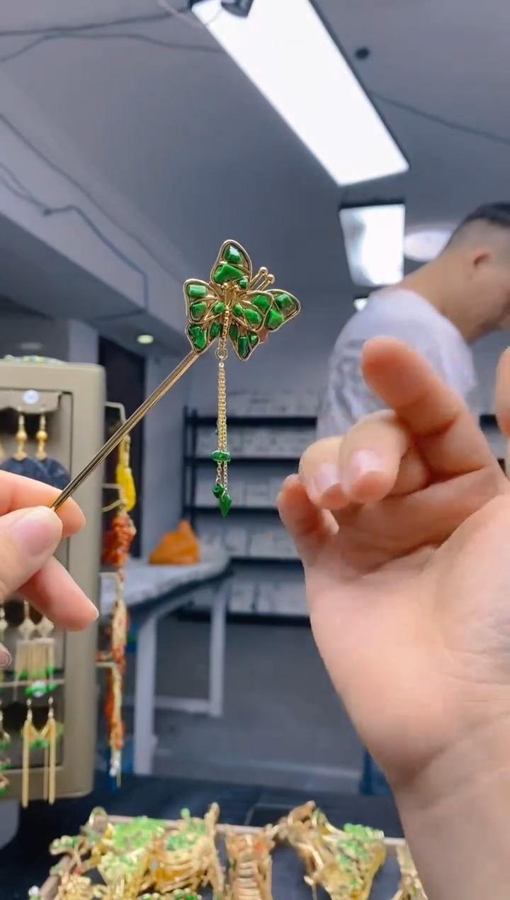 【闪购商品】翡翠耳饰合金0287翡翠发簪